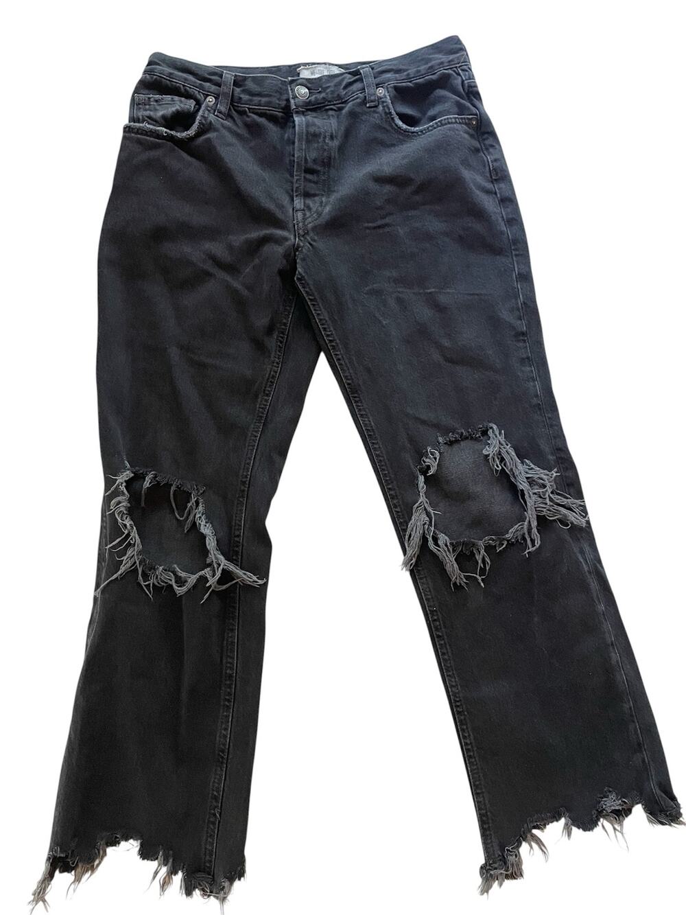 Free People “ We the Free” Maggie Mid-Rise Straight-Leg Distressed Jeans
